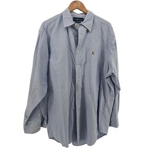 Ralph Lauren Yarmouth Oxford Button Down Shirt Men 17 34/35 Blue Long Sleeve